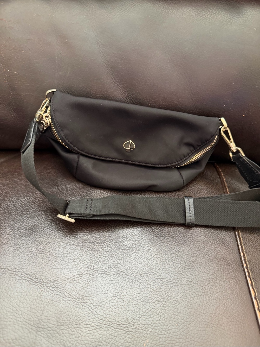 Kate Spade Black Nylon Belt Bag Fanny Pack Gold Hardware